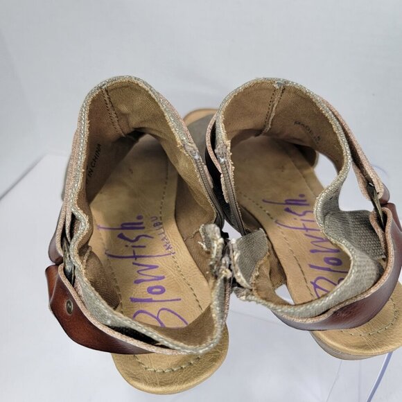 Blowfish Womens 8 Malibu Balla Canvas Micro Wedgepen Toe Gladiator Sandals - Picture 9 of 11